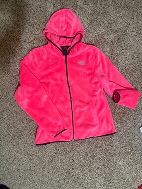 The North Face Hot Pink Fuzzy Fleece Jacket with Black Trim - #32